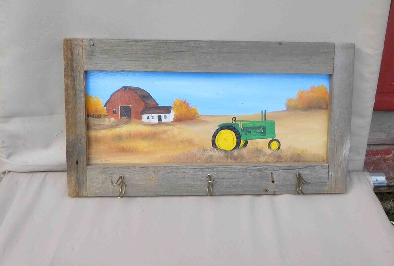 Hand Paintedjohn Deere Tractor Fall Farm Scene Barnhand Etsy