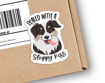 Sealed with A Sloppy Kiss Dog Happy Mail Sticker | Shipping & Mailing Labels | 20 stickers | 2x1.5 inches | PAWS1