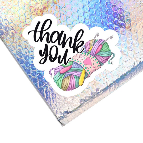 Thank You Yarn Knit Crochet Sew Stickers | 20 stickers - 1.5 inch stickers | KCS1