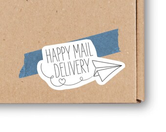 Happy Mail Delivery | Small Business Sticker | 24 Stickers | 2.5x1.5 inches