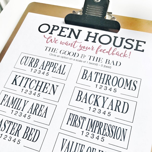 CUSTOM ORDER Open House Feedback Sheets | Realtor Open House Ideas | Instant Download