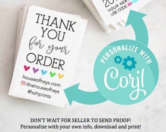 EDIT YOURSELF Thank You for Your Order | Coupon Social Media Cards | 3.5x2 business cards