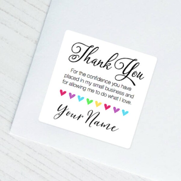 BESTSELLER! Thank You Note Sticker | Happy Mail Stickers für kleinunternehmer | 24 Sticker pro Seite - 1,5 Zoll Sticker | TYNAME