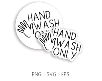 Pegatina IMPRIMIBLE Lavado a mano solamente / Descarga instantánea de bricolaje