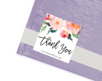 Personalize Thank You Stickers | Include your name, business name or web address | 1.5 inches square | 24 per sheet