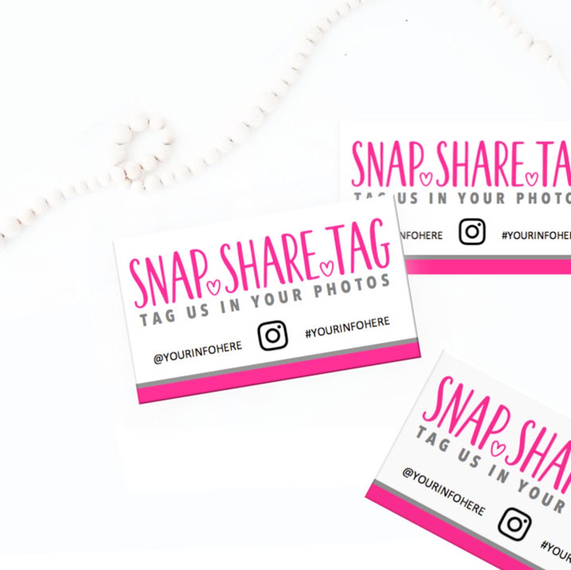 EDITABLE INSTANT DOWNLOAD Snap Share Tag Cards Small | Etsy