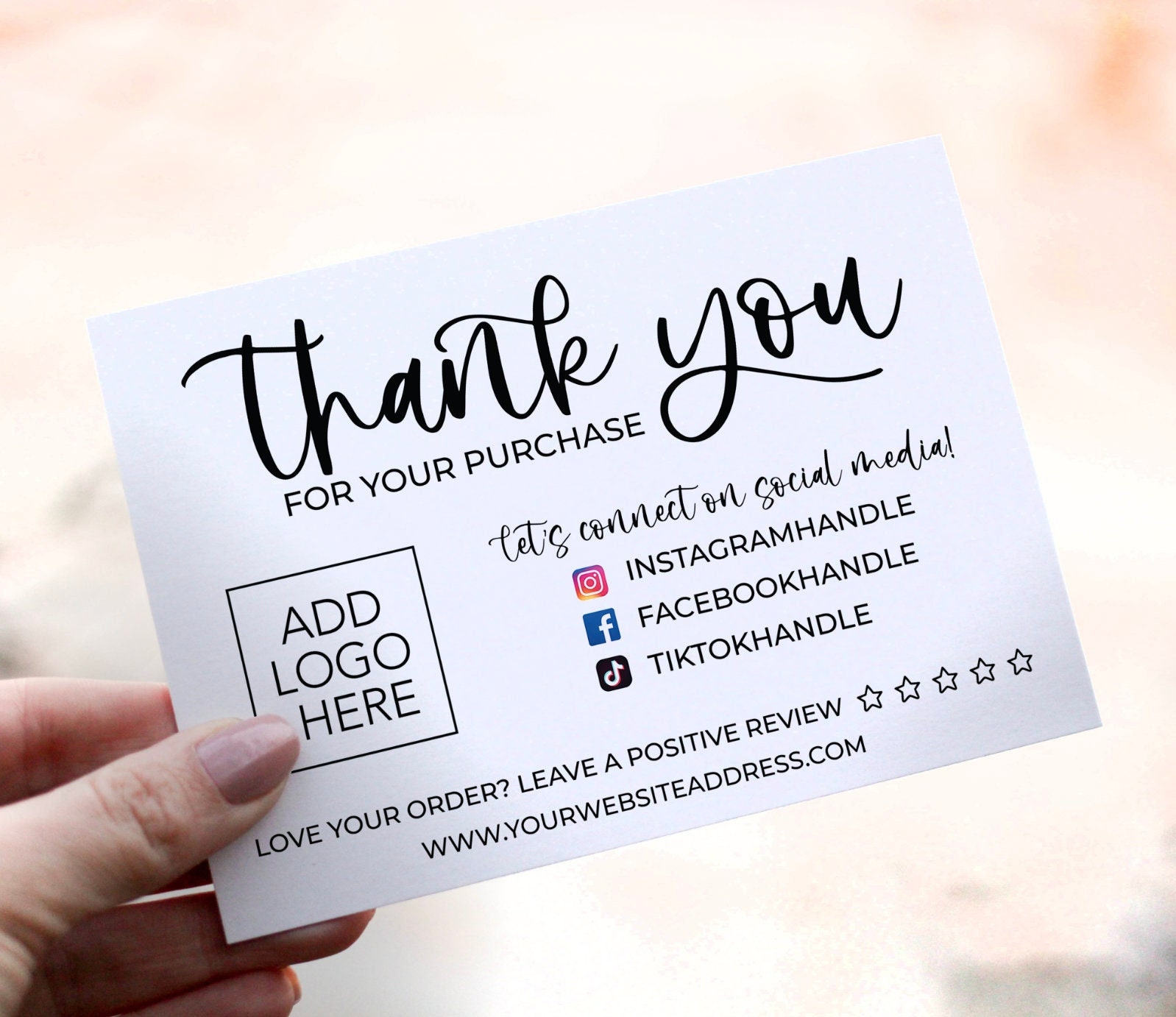 DIGITAL FILE Small Business Thank You Insert Cards Etsy