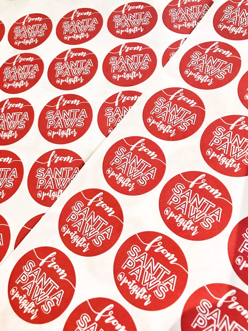 Custom Sticker SANTA PAWS Happy Mail Stickers Shipping Etsy