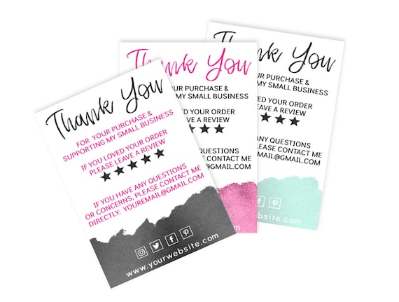 Create Your Own Inserts Small Business Thank You Insert Cards