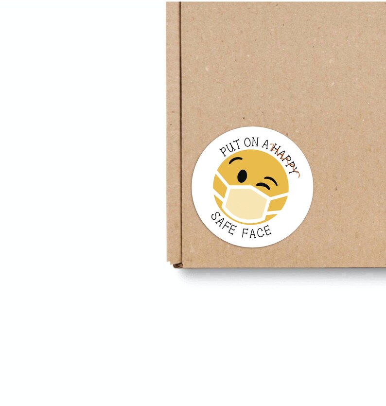 1.5 inches Face Mask Emoji Sticker EFM1 Shipping /& Mailing Labels 20 stickers