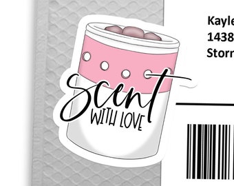 Scent with Love | Wax Melt Smell Good Happy Mail Stickers | 18 stickers per page - 1.5 x 2 inch