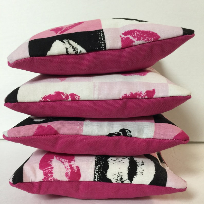 Pink Lips Corn Hole Bags Birthday Game Wedding Lips Cornhole Bags Wedding Toss Bags Custom Cornhole Bags Backyard games Lips Bean Bags