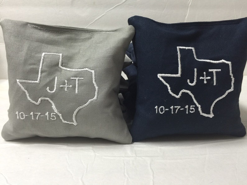 Personalized Wedding Gift Tailgate Bean Bags Custom Cornhole Bags Custom Wedding Corn hole bags Backyard Games State Cornhole Bags
