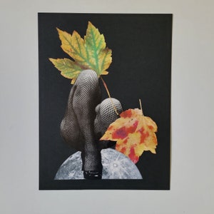 Original Handmade Collage Art-Fall Moon