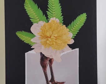 Original Handmade Collage-Yellow Flower