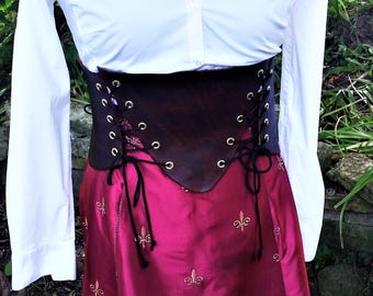 Custom Sized Leather corset - medieval waist cincher - Renaissance costume accessories - viking leather waist cincher - medieval accessories