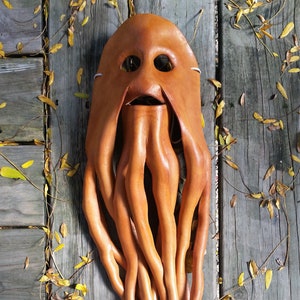 Octopus leather mask made to order- steampunk mask - Renaissance mask - mardi gras mask - cosplay accessories - Halloween mask - pagan mask