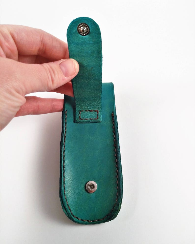 Gaine de couteau en cuir personnalisée Pochette de ceinture de couteau Cadeau de fête des pères Équipement Bushcraft Couleur personnalisée Outillé à la main Cousu à la main Offrez-lui image 8