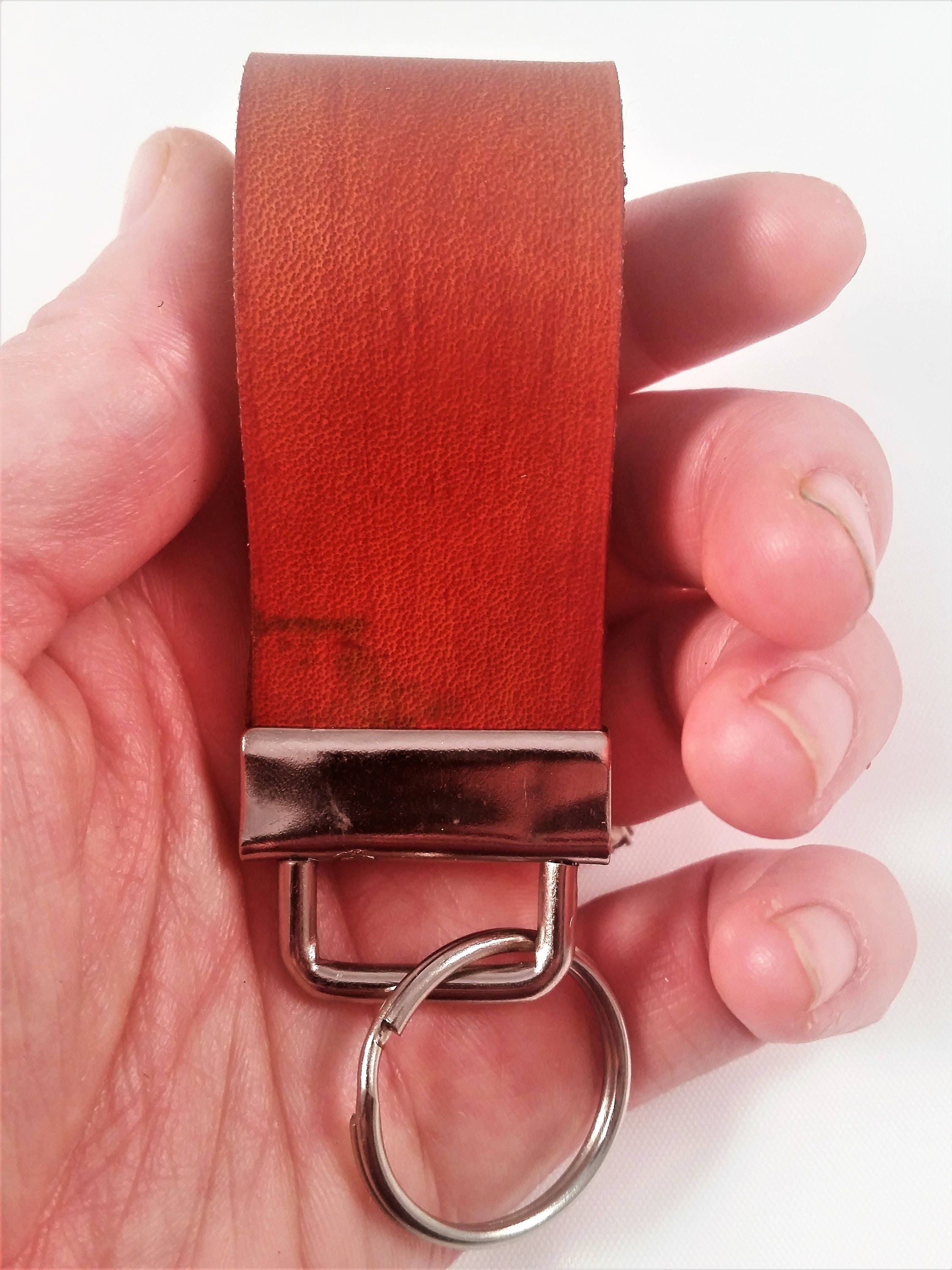 Light brown leather keychain leather key fob men's key Etsy