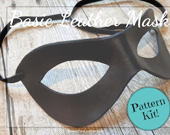 Pattern Kit - Leather Mask Template - Superhero Cosplay Costume - Domino Mask - Custom Costume Mask - Masquerade Mask Tutorial - Leatherwork