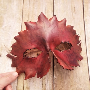 Leaf leather mask made to order- steampunk mask - nature mask - mardi gras mask - cosplay accessories - Halloween mask - pagan mask - unisex