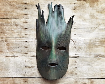 Leather Mask - Masquerade Mask Men - Steampunk Mask - Tree Mask - Halloween mask - Leather Mask Mens - Pagan Mask - Scary Costume Accessory