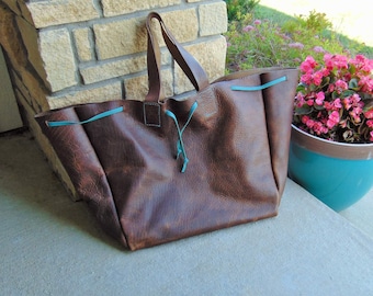 Custom Shoulder Bag, Bison Leather, Leather Tote Bag, Oversized Purse, Large Leather Purse, Drawstring Tote, Luxe Leather, Gift Her