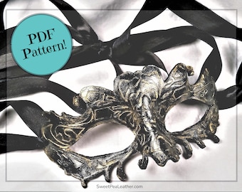 Patrón de máscara de cuero con encaje – Máscara burlesca DIY (Patrón en PDF)