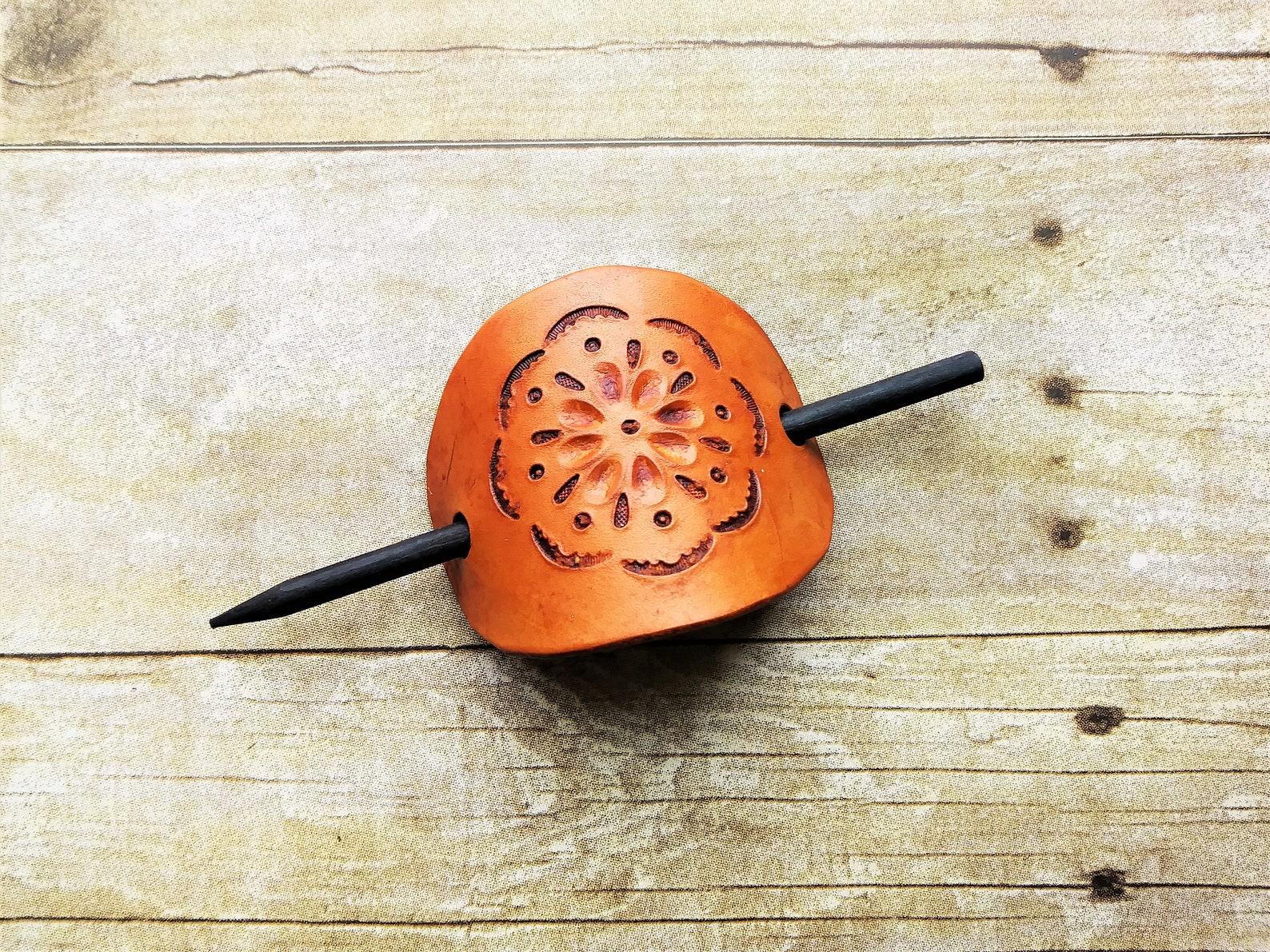 Hand Tooled Leather Stick Barrette Fashion Accessories Etsy