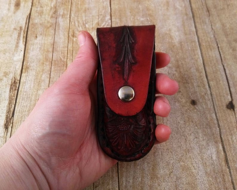 Custom Leather Knife Sheath Knife Belt Pouch Father's Day Gift Bushcraft Gear Custom Color Hand tooled Hand Stitched Gift Him image 1