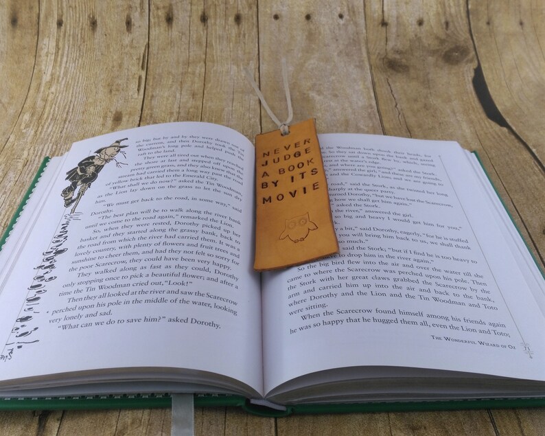 Custom Leather Bookmark Never Judge a Book by its Movie | Etsy