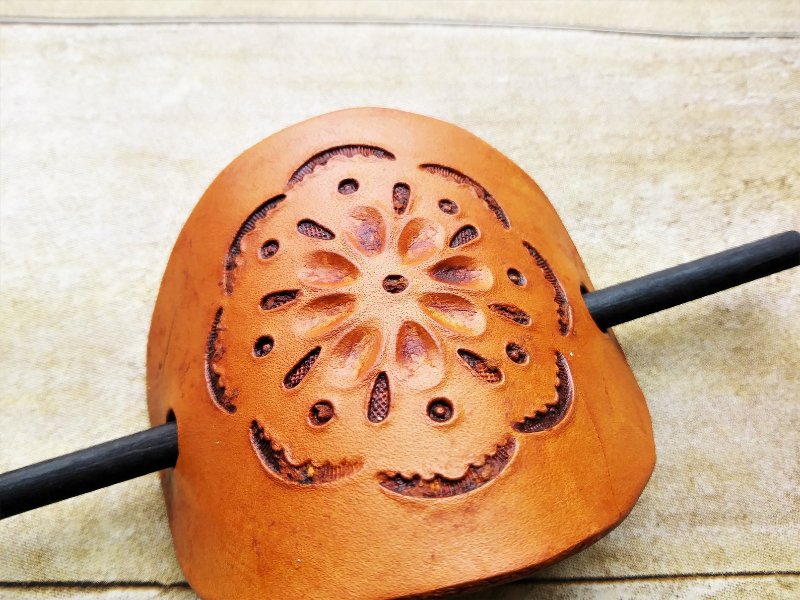 Hand Tooled Leather Stick Barrette Fashion Accessories Etsy