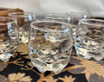 Vintage Italian Footed Shot Glasses Set of 6 | Stamped Italy | MCM Glass Barware