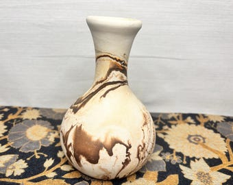 Vintage Nemadji Pottery Vase | Marbled Swirl Clay Art | Earth Tone Southwestern Style Decor | Retro MCM Native Clay Studio Pottery