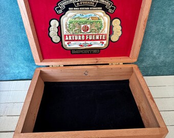 Arturo Fuente "Between The Lines" Empty Cigar Box | Wooden Humidor Box | Tobacciana Collectible | Rustic Man Cave Decor | Stash Box