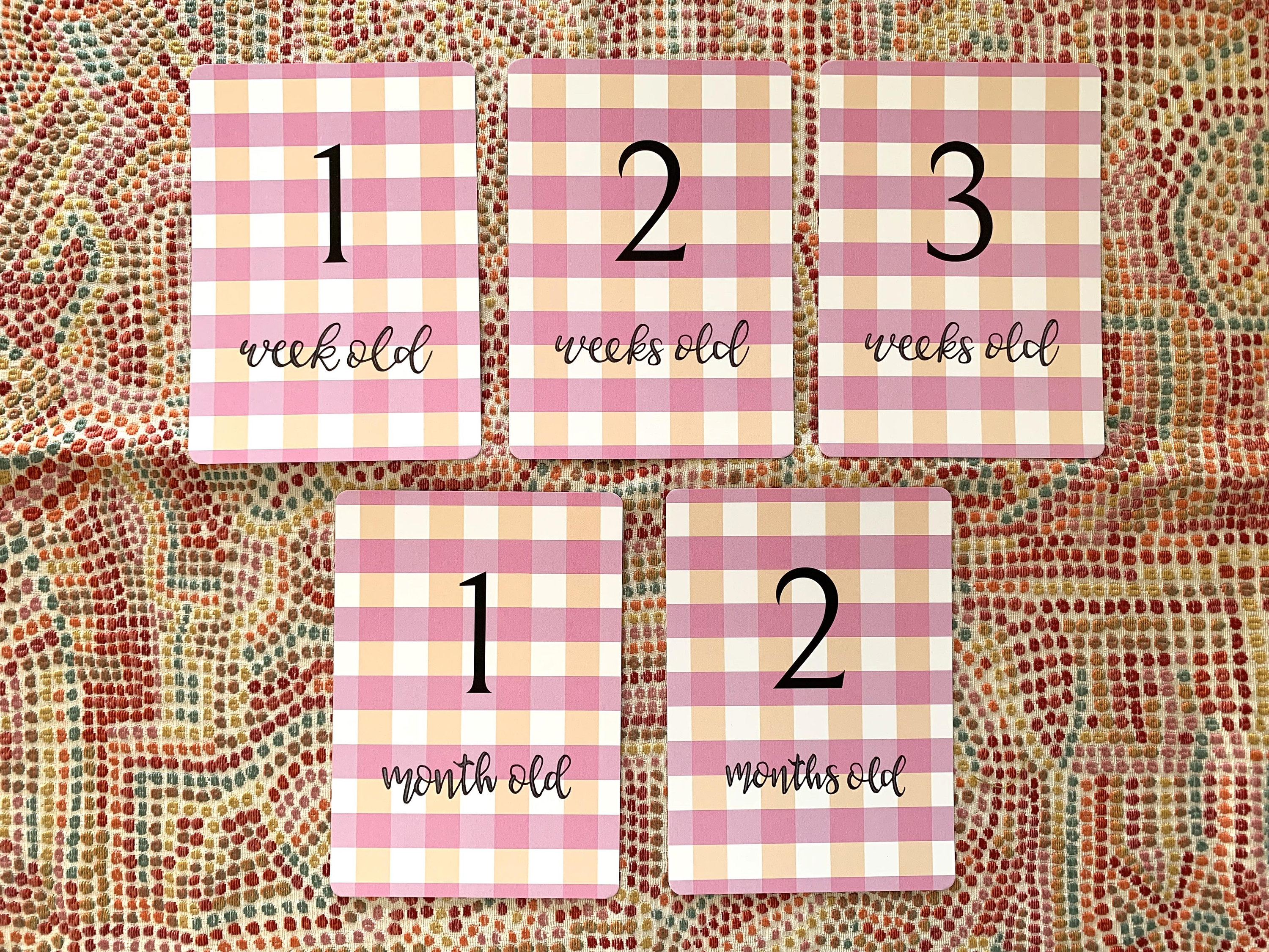 Gingham Pink Design Baby Milestone Cards - Etsy Australia