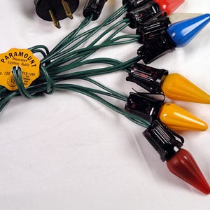 Vintage C6 Bubble Light Christmas Lights String PARAMOUNT Tree Strand Set with 8 Flame Glass Bulbs Working