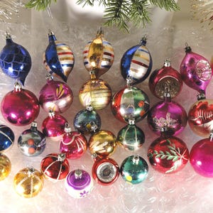 CHOICE: Vintage Polish Glass Christmas Tree Ornaments Teardrops Balls Indents Handpainted Decorated