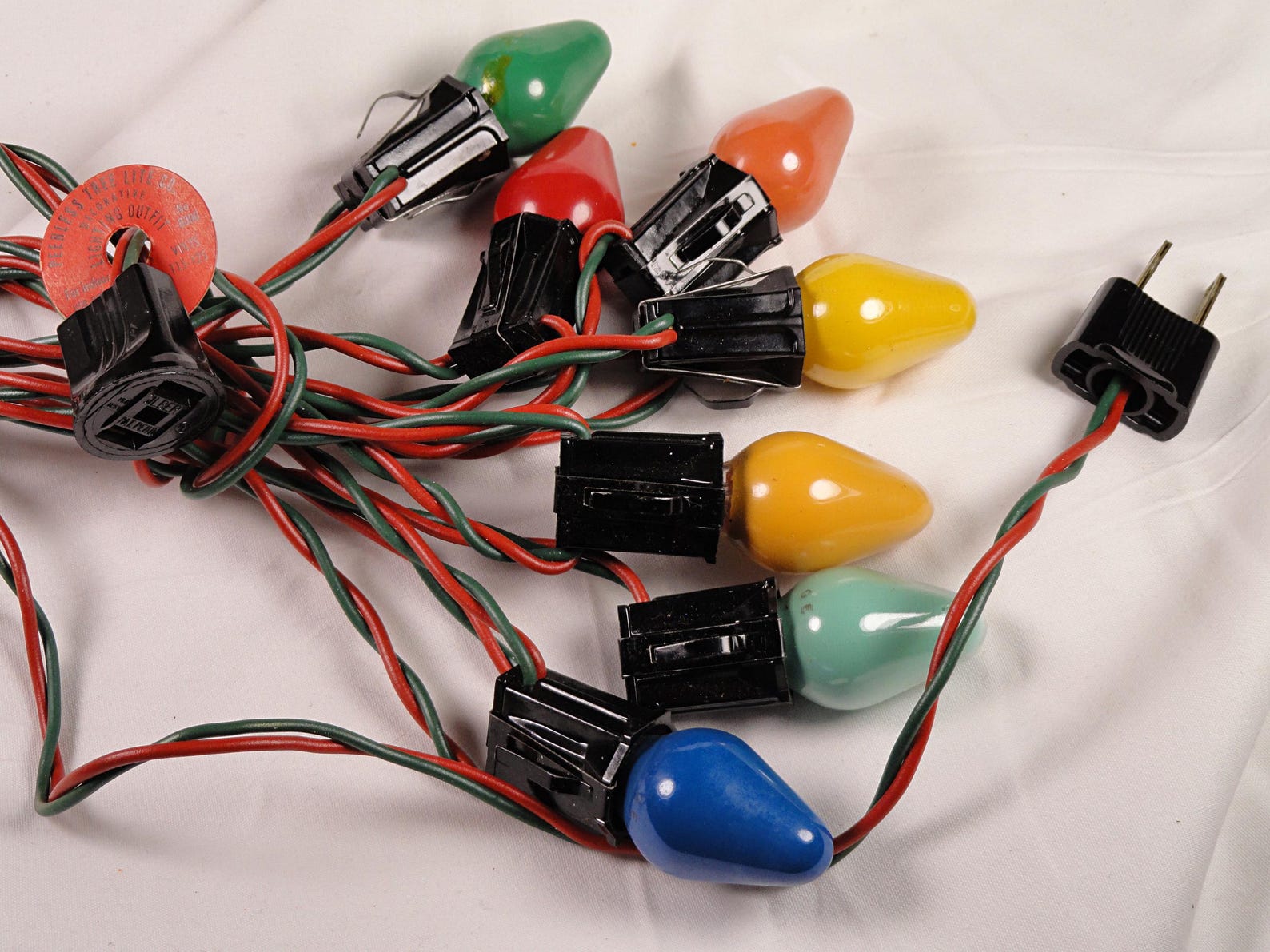 Vintage C7 Peerless Christmas Lights String Gilbert Tree Strand Set ...