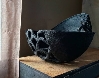Sculptural Studio Paper Mâché Bowl Set – Wabi Sabi Japandi Architectural Decor