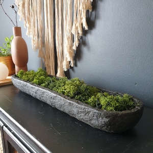 Vanda - Wabi Sabi Long Textured Tray in Black. Paper Mache Art. Winter Home Decoration. Fireplace decoration for moss, dry plants or candles