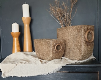 Siderasis Wabi Sabi Paper Mache Vase Set – Textured Rustic Decor