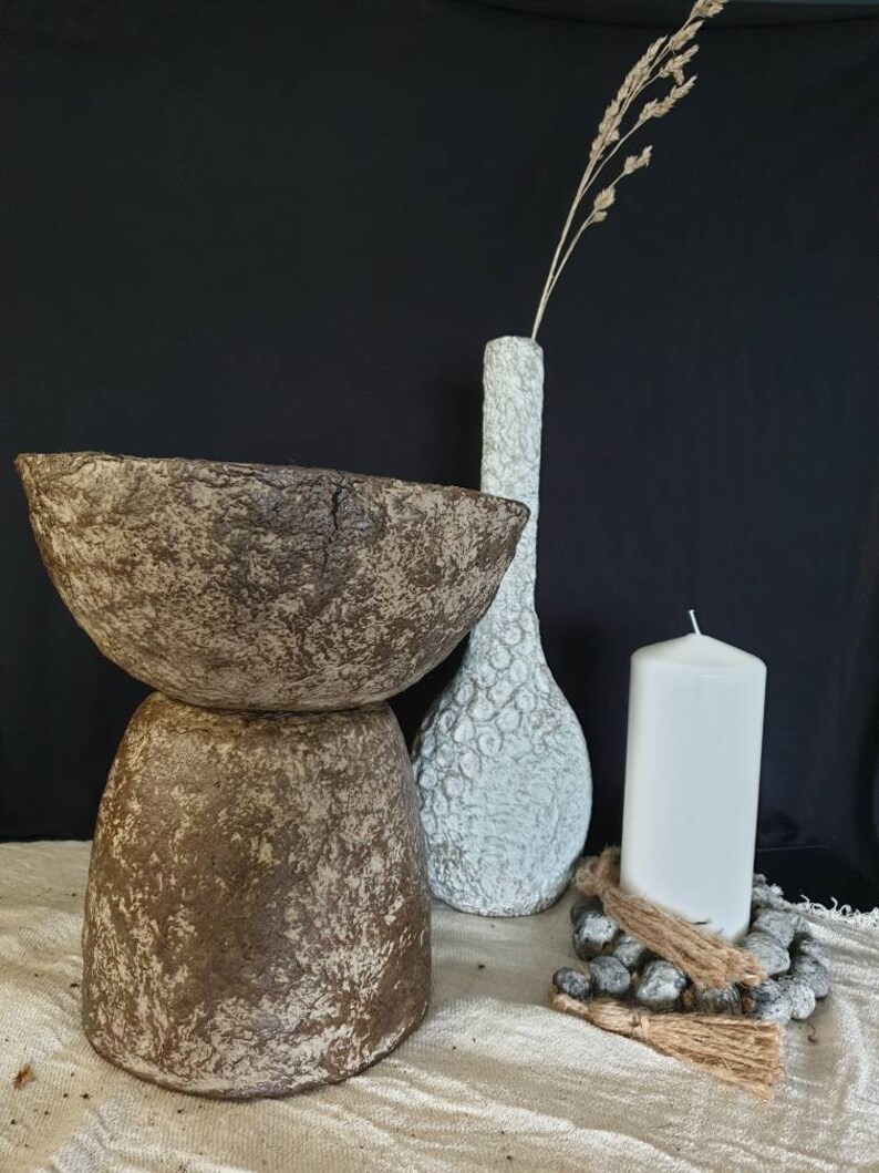 Carnea Large Pedestal Paper Mache Bowl Finished With Etsy