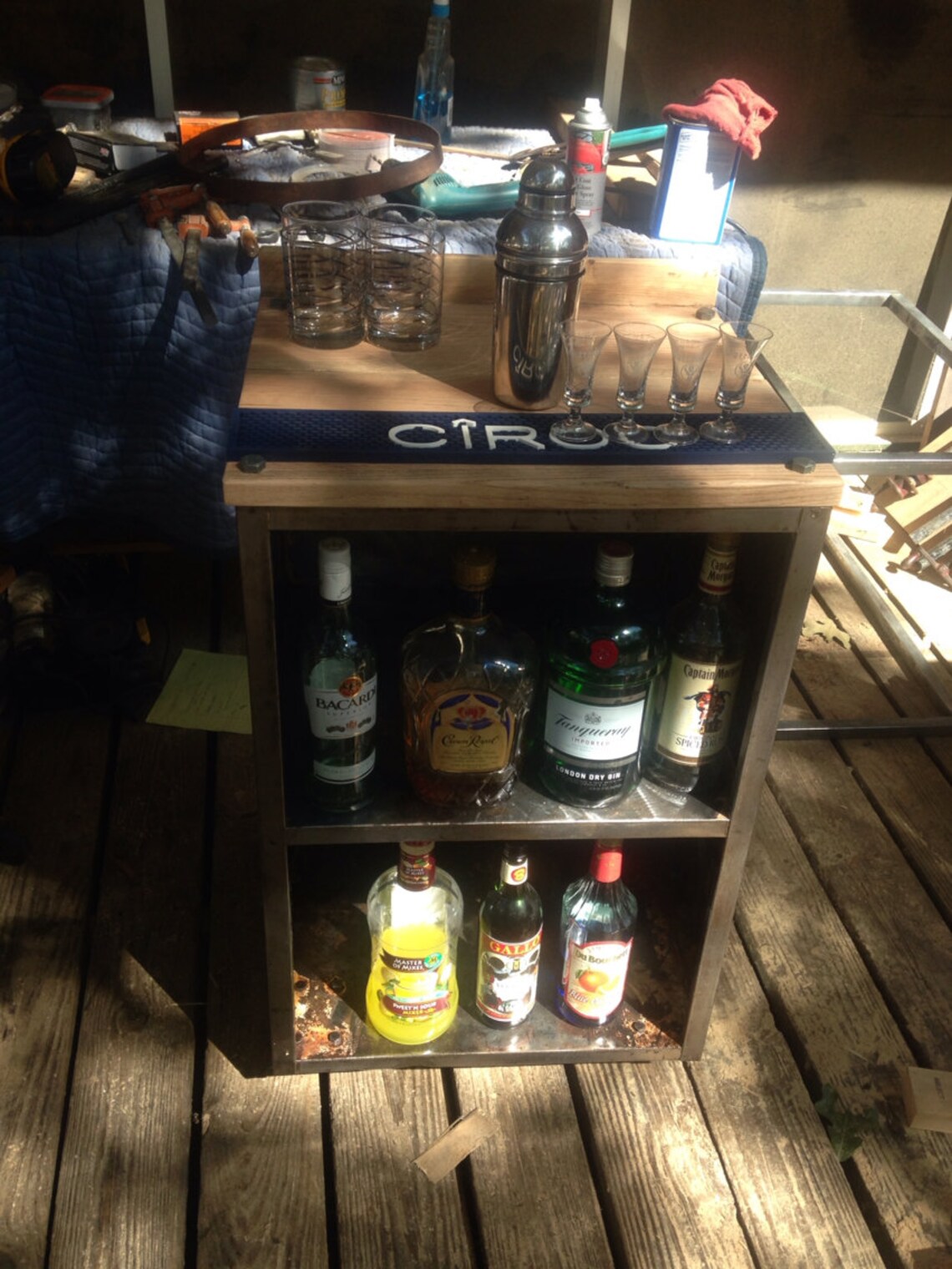 Vintage Industrial Mobile Mini Bar Etsy