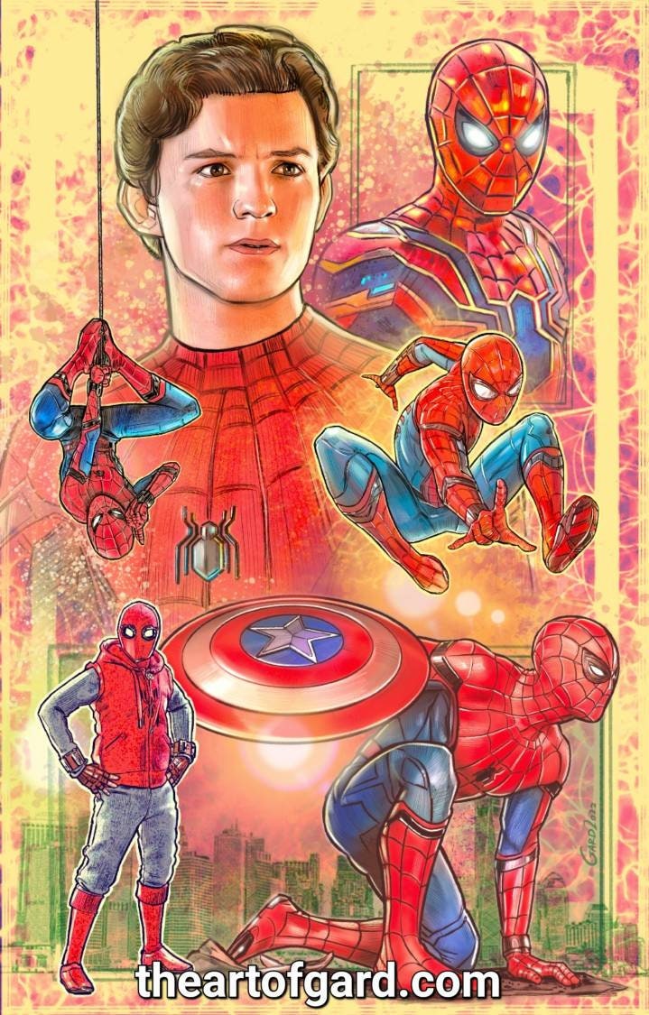 Spider-Man Comic Book Artwork Collage Portrait Tribute Fine Art