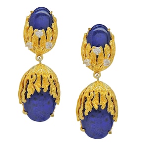 Reproduction of Vintage Lapis Earrings, Lapis Studs, Something Blue, lapis sterling, Gold Lapis Earrings, Estate Lapis jewelry,  Lazuli