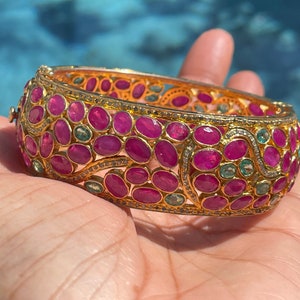 Gold clearance emerald bangles