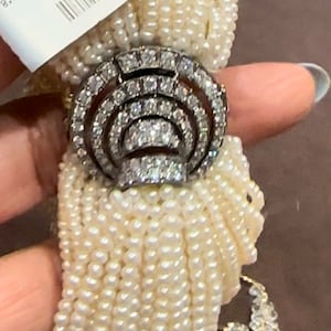 18k Gold 8,2 Karat Diamant Perlenarmband, Naturperlen 356 Karat