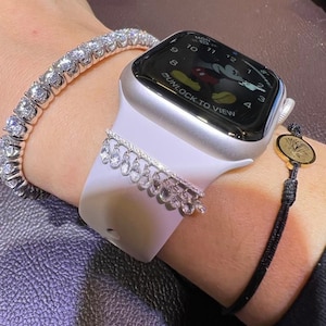 18k Gold apple watch Gold Diamond Band, Stackable briolette Solid white Gold Watch Band, Diamond Gold Watch Charm, Apple watch accessory
