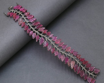 43 carat Tourmaline Diamond bracelet cuff - pink color Tourmaline Bangle - pink Gemstone Bangle - tourmaline Bangle